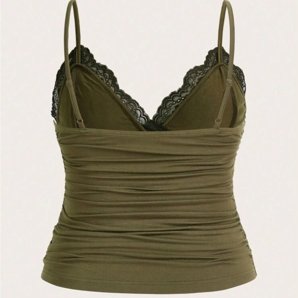 Women's Lace Trim Tank Top Bundle - Olive, Purple, Pink - Picture 3 of 7